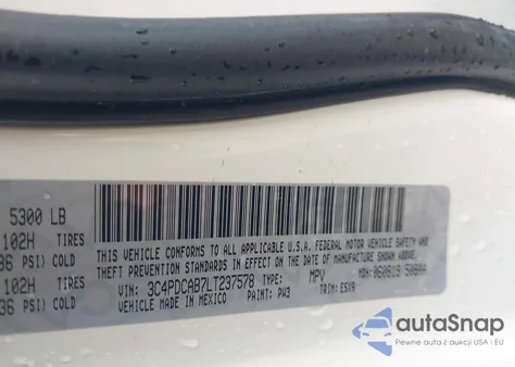 2020 Dodge Journey Se Value from USA, damaged, VIN 3C4PDCAB7LT237578